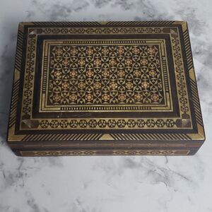 Vintage Middle Eastern Inlay Mosaic Wooden Box